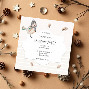 Ljuset på vattenfärgsgrafik i Cute Winter Sparrow Inbjudningar
