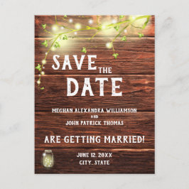 Ljuset Rustic Land Mason String sparar datumet Vykort