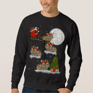 Ljuset Träd Santa Riding Bunny Kristus i Julafton Lång Ärmad Tröja
