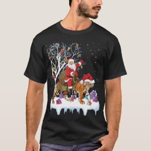 Ljuset Träd Santa Riding Tiger Kristus Julafton T Shirt