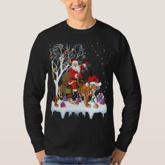 Ljuset Träd Santa Riding Tiger Kristus Julafton T Shirt