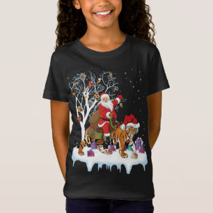 Ljuset Träd Santa Riding Tiger Kristus Julafton T Shirt