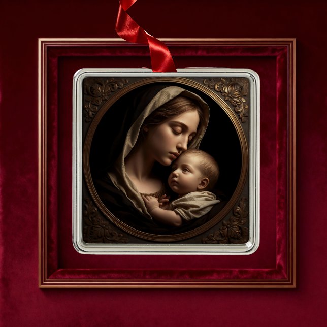 “Ljusets cirkel: Madonna och barn” Prydnad Julgransprydnad Metall (Skapare uppladdad)