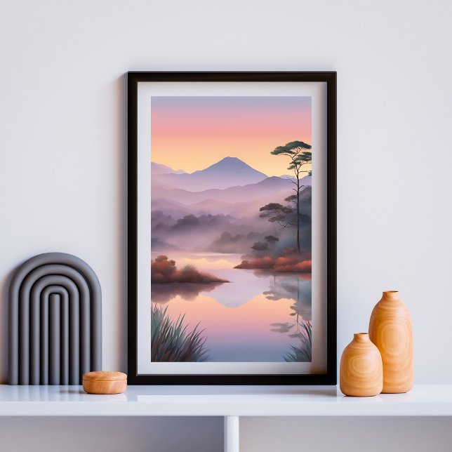 Ljusets ekosystem - Dreamy Mountain Sjö Sunrise Ar Poster (Skapare uppladdad)