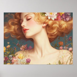 “Ljusets gudinna – viskning av blommor” Poster