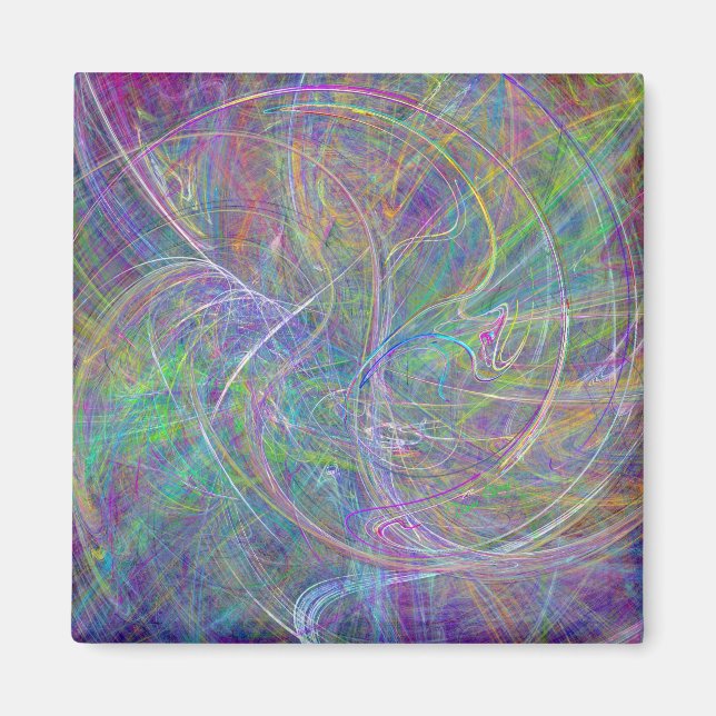 Ljusets hjärta - Aqua Flames & Indigo Swirls Magnet (Framsidan)