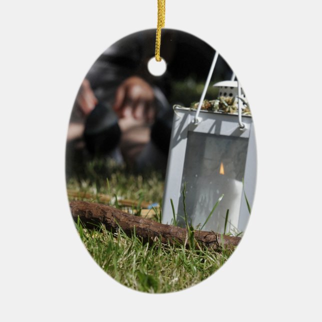 Ljusets mönster julgransprydnad keramik (Framsidan)