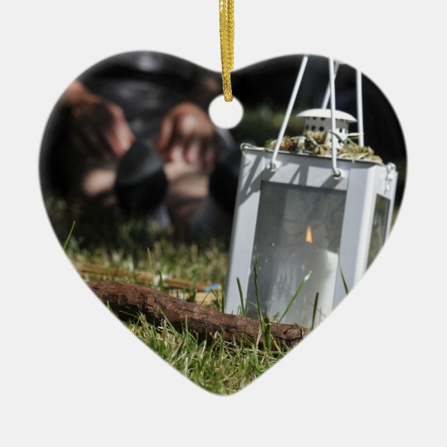 Ljusets mönster julgransprydnad keramik (Framsidan)