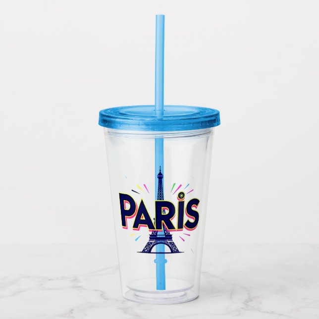 Ljusets stad: Djärv Paristypsnittskonst Take Away Mugg (Framsida)