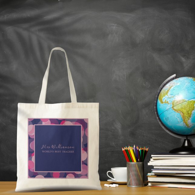 Ljusets Tote Bag för Abstrakt Mönster Lärare Tygkasse (Bright Modern Abstract Pattern Teacher's Tote Bag. Say thank you with this personalised gift.)