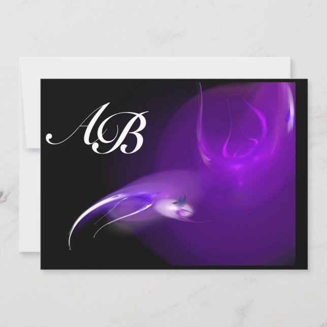 LJUSFÅGLAR I LILA MONOGRAM INBJUDNINGAR (Framsida)