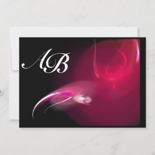 LJUSFÅGLAR I ROSA FUCHSIA MONOGRAM INBJUDNINGAR