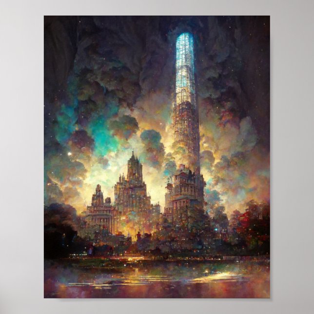 Ljusfantasysk-Sci-Fi Art-Poster Poster (Framsidan)