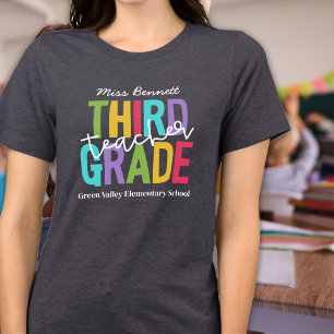 Ljusfärg Tredje Klass Lärare Lägg Till Namn T Shirt
