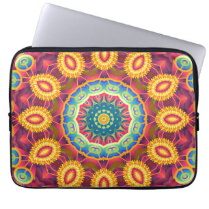 Ljusfärgad Abstrakt Blommig Mandala Laptop Fodral