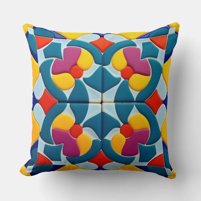 Ljusfärgad Abstrakt Geometrisk Kakeldesign Kudde (Framsida)