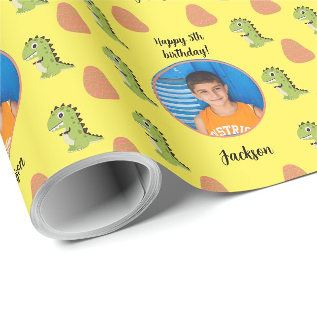 Ljusfärgad Anpassningsbar Fototextdosinosaur ägg Presentpapper (Rullad Hörn)