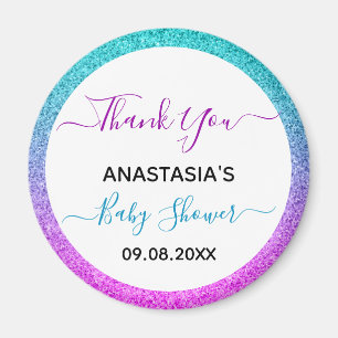 Ljusfärgad blå lila tack Baby Shower Magnet