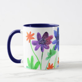 Ljusfärgad blåa blommor-färgläggning mugg