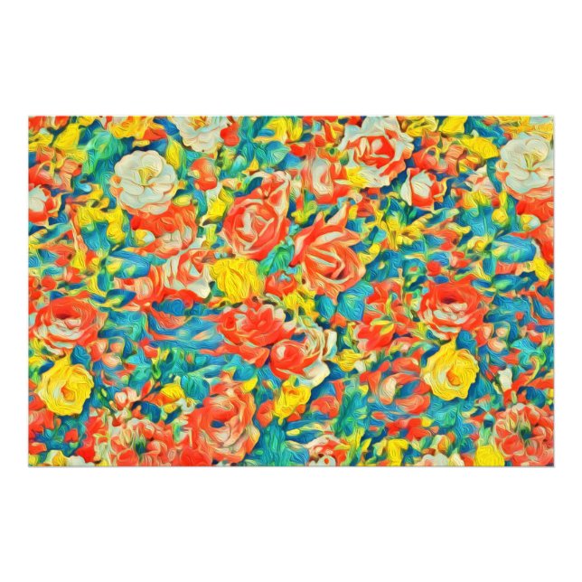 Ljusfärgad Blommigt Blossoming Garden Fine Art Fototryck (Framsidan)