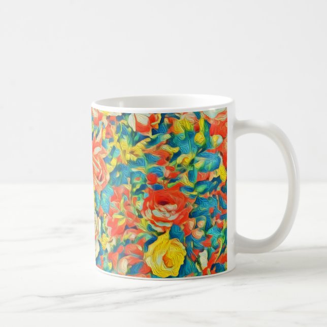 Ljusfärgad Blommigt Blossoming Garden Fine Art Kaffemugg (Höger)