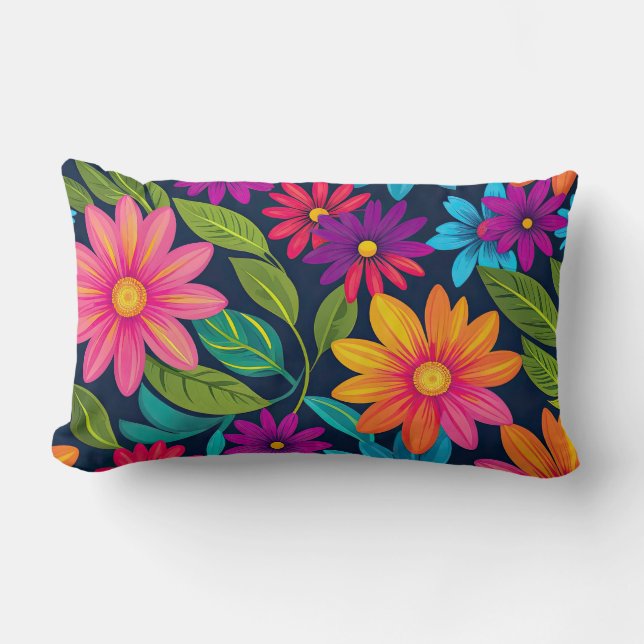 Ljusfärgad Blommigt Lumbarkudde (Framsida)