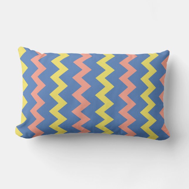Ljusfärgad chevron zigzag lumbarkudde (Framsida)