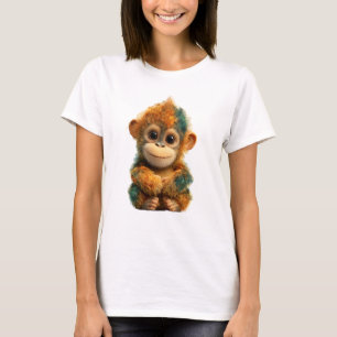 Ljusfärgad färgrik baby schimpans porträtt kvinnor t shirt