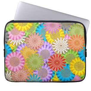 Ljusfärgad färgrik hektisk kaotisk hippieblommönst laptop fodral