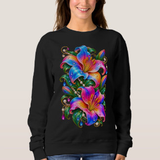 Ljusfärgad Färgrik Lilja Blommor Tröja, Magisk T Shirt