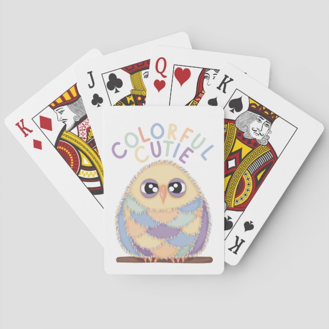 Ljusfärgad färgrik uggla med text casinokort (Baksidan)