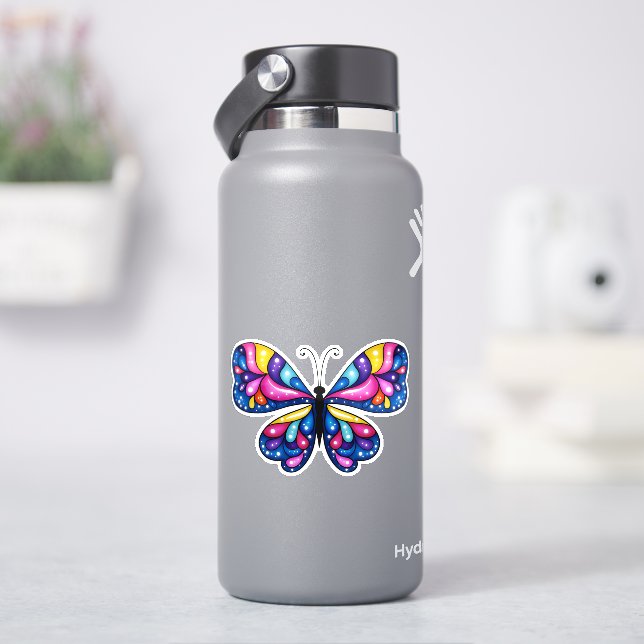 Ljusfärgad Fjäril Klistermärken (HydroFlask)