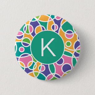 Ljusfärgad galen cirkelmönster monogram knapp