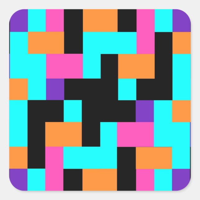 Ljusfärgad geometrisk ruta Mönster Fyrkantigt Klistermärke (Framsida)