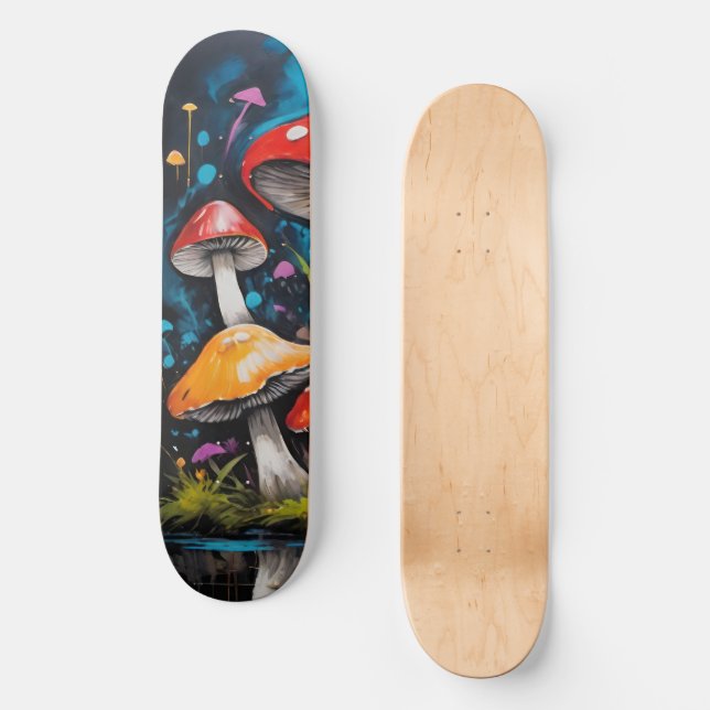 Ljusfärgad hippie MushRumsvungi Mini Skateboard Bräda 18,5 Cm (Framsida)