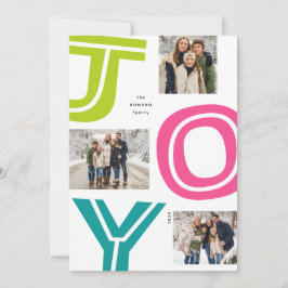 Ljusfärgad JOY-roligt, 3 bild jul Julkort