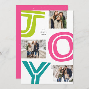 Ljusfärgad JOY-roligt, 3 bild jul Julkort