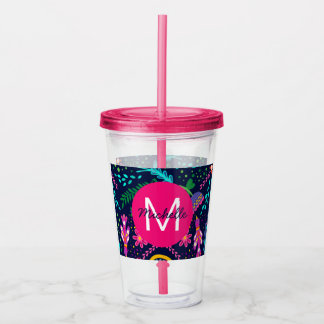 Ljusfärgad Kaotisk Blommig Blå Personlig Take Away Mugg
