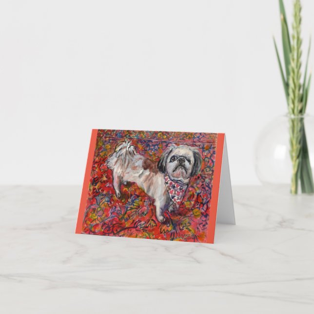 Ljusfärgad målning av räddingens valp, Caesar Anteckningskort (Framsida)