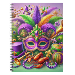 LJUSFÄRGAD MARDI GRAS-MASK HATTSMYCKEN FJÄDER ANTECKNINGSBOK
