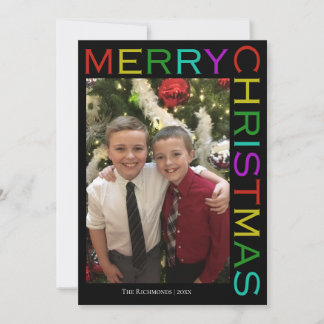 Ljusfärgad modern glad jul fotoblad julkort
