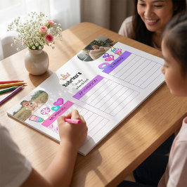 Ljusfärgad Mysig Daglig Checklista för Barn Foto Anteckningsblock
