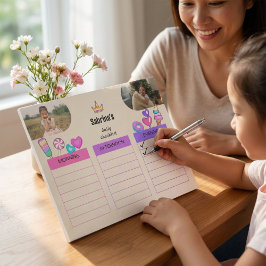 Ljusfärgad Mysig Daglig Checklista för Barn Foto Anteckningsblock