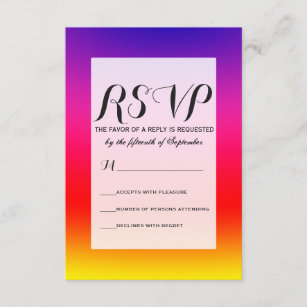 Regnbåge RSVP u0026 Svarskort  Zazzle.se