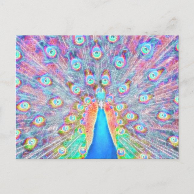 Ljusfärgad *Peacock* Spirit Design Vykort (Framsida)