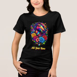 Ljusfärgad Popkonst Hästporträtt T-shirt
