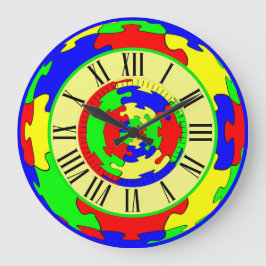 Ljusfärgad pussel Art, romerska siffror Stor Klocka