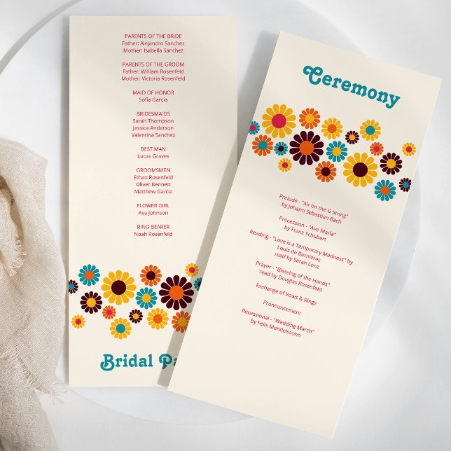 Ljusfärgad Retro Daisy Bröllop Program (Skapare uppladdad)