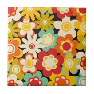 Ljusfärgad Retro Söt Blommig Mönster Kakelplatta