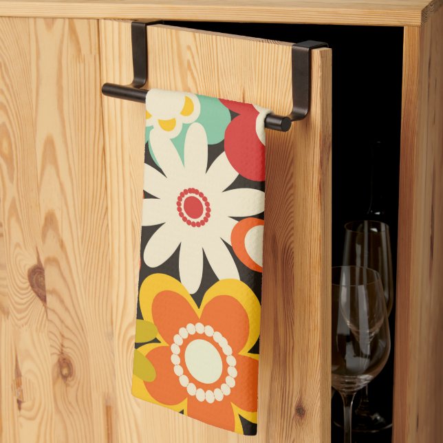 Ljusfärgad Retro Söt Blommig Mönster Kökshandduk (Thirds Fold)